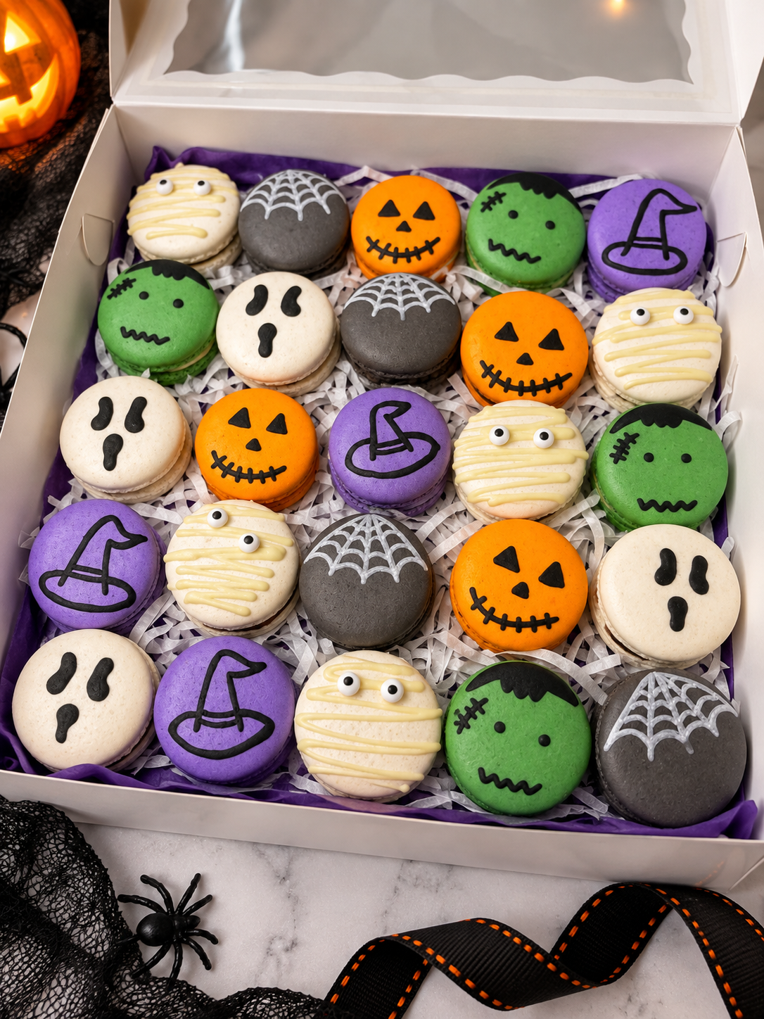 Halloween macaron box – 25 pcs